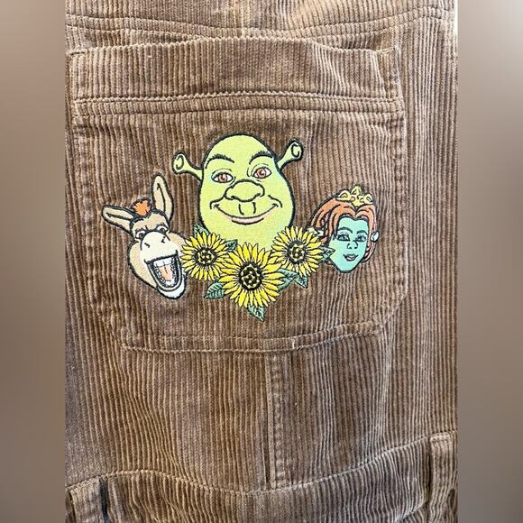 Hot topic her universe shrek brown corduroy short overalls embroidered shrek 1X - Picture 4 of 11